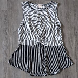 Hem & Thread Twist Front Striped Tank Top Sz M